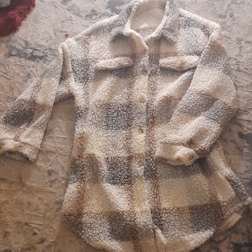 Cream and Brown Teddy Jacket